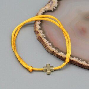 Jewelry cross yellow gold string bracelet adjustable fashion delicate brand new